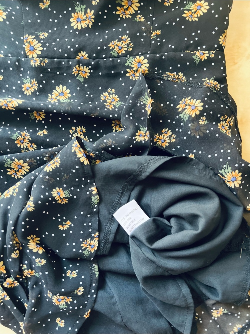 Princess Polly Black Sunflower Parvati Mini Dress with Sheer Balloon Sleeves - Picture 9 of 13